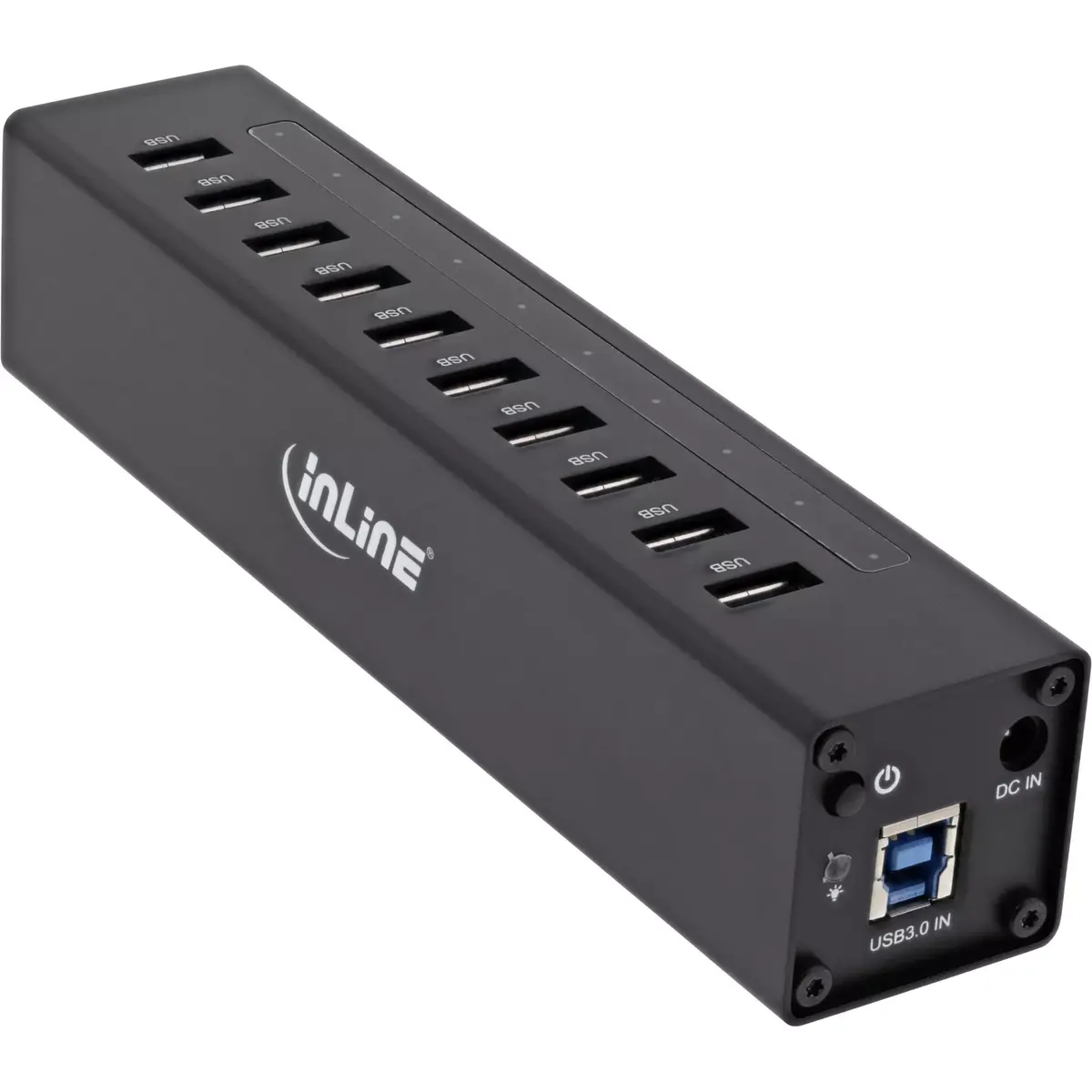 USB Хаб InLine 10 Портов Алюминиевый Корпус Черный Photo 2