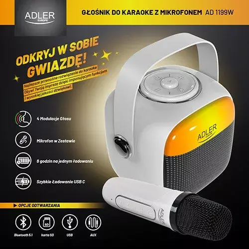Adler AD 1199W караоке-колонка 20 Вт Photo 12