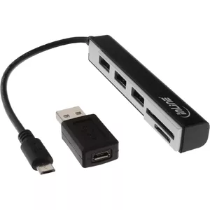 InLine USB OTG Cardreader & 3 Port USB 2.0 Hub for SDXC & microSD + adapter