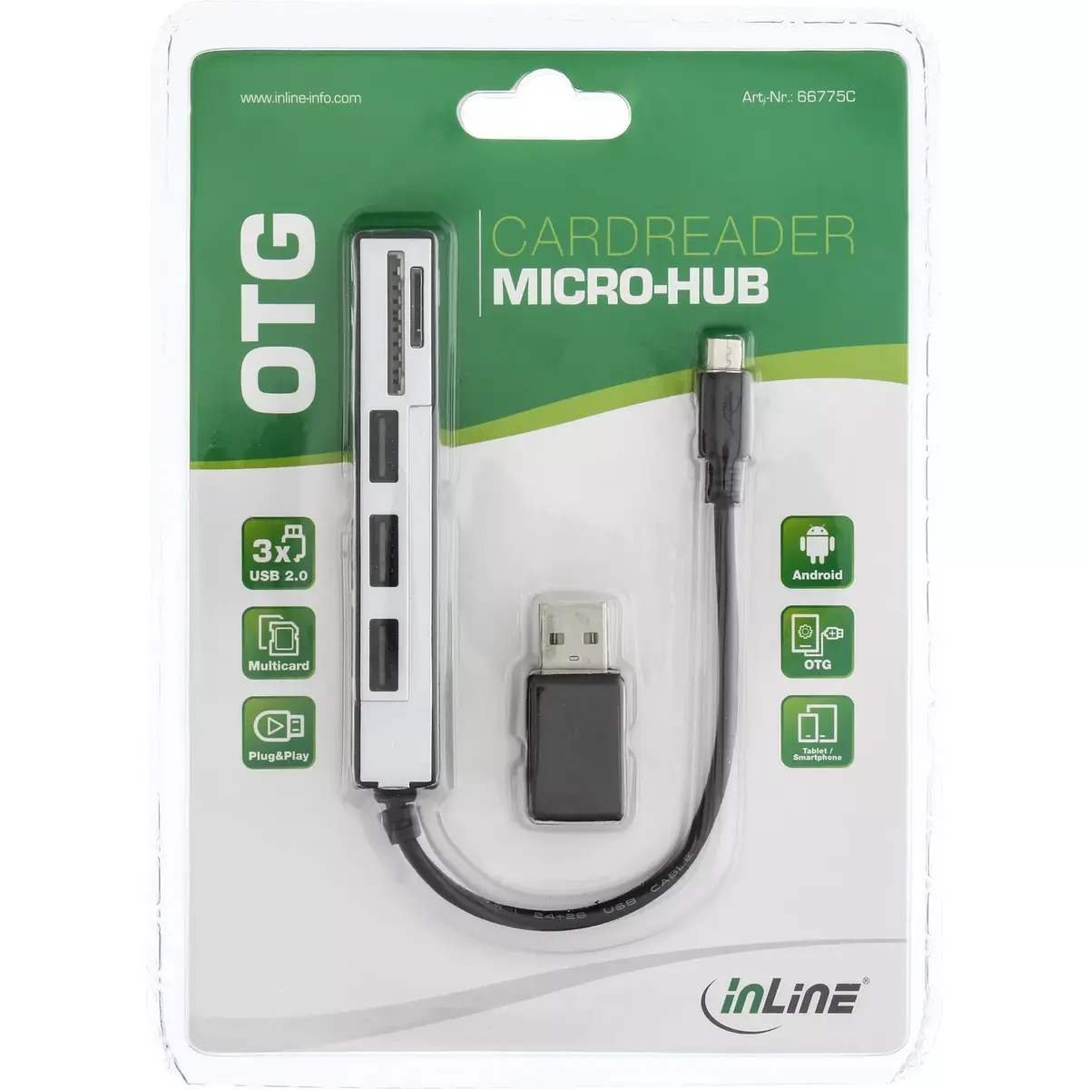USB OTG кардридер и хаб InLine 66775C Photo 2