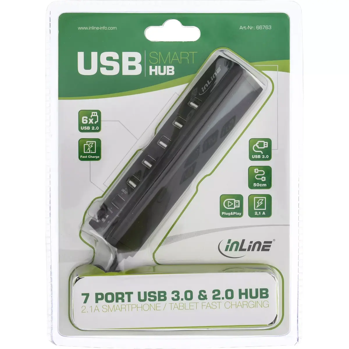 USB хаб InLine Smart Hub 7 Port USB 3.0 & 2.0 Photo 2