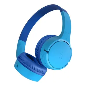 Belkin SoundForm Mini bezvadu austiņas ar galvas stīpu zvaniem un mūziku, iebūvētu mikrofonu, USB Type-C, zilā krāsā