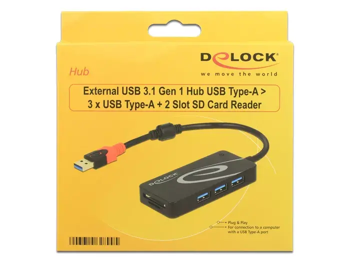 USB хаб DeLOCK 3.0 3 порта + 2 x SD слот Photo 2