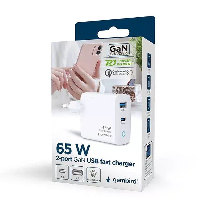 GEMBIRD 65 Вт USB-C зарядное TA-UC-PDQC65L-W-01 Photo 7
