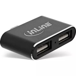 InLine Mini USB 2.0 Hub, USB CM to 2x USB AF, black