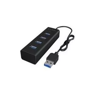 ICY BOX IB-HUB1409-U3 interfeisa centrmezgls USB 3.2 Gen 1 (3.1 Gen 1) Type-A 5000 Mbit/s Melns