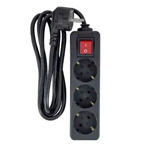 Удлинитель питания MicroConnect MC-GRU0033BS, 3 м, 3× розетки Type F, 230 В 16 А, для помещений, черный