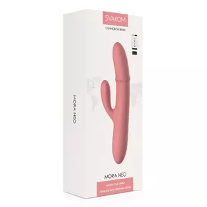 Вибратор Svakom Mora Neo (rabbit), Liquid Silicone, общая длина 19,5 см, вставная 11,1 см, Ø макс. 3,2 см, розовый