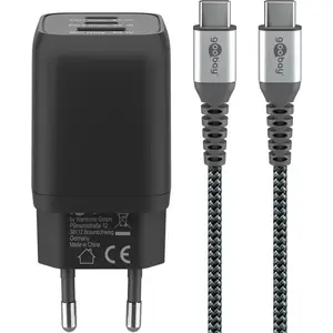 Сетевой кабель Goobay USB-C Быстрая зарядка Nano PD GaN 65Вт Текстильный кабель USB-A 1м Черный