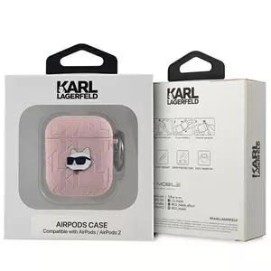 Protective case Karl Lagerfeld AirPods Cover KLA2PGCHPP Pink Monogram Choupette Head