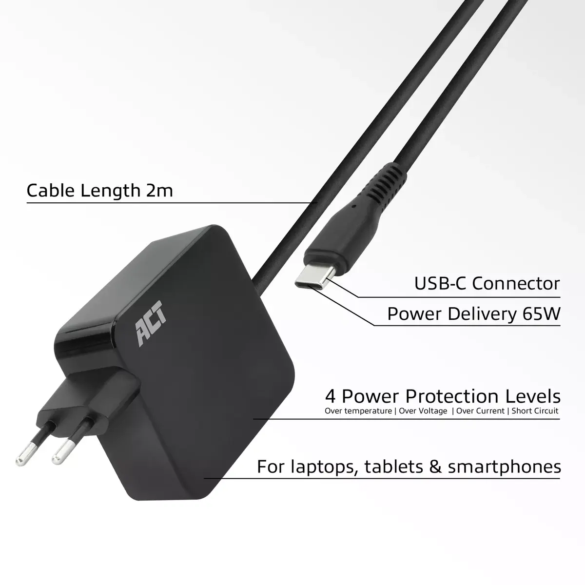 ACT USB-C Laptop Wall Charger 65W Photo 3