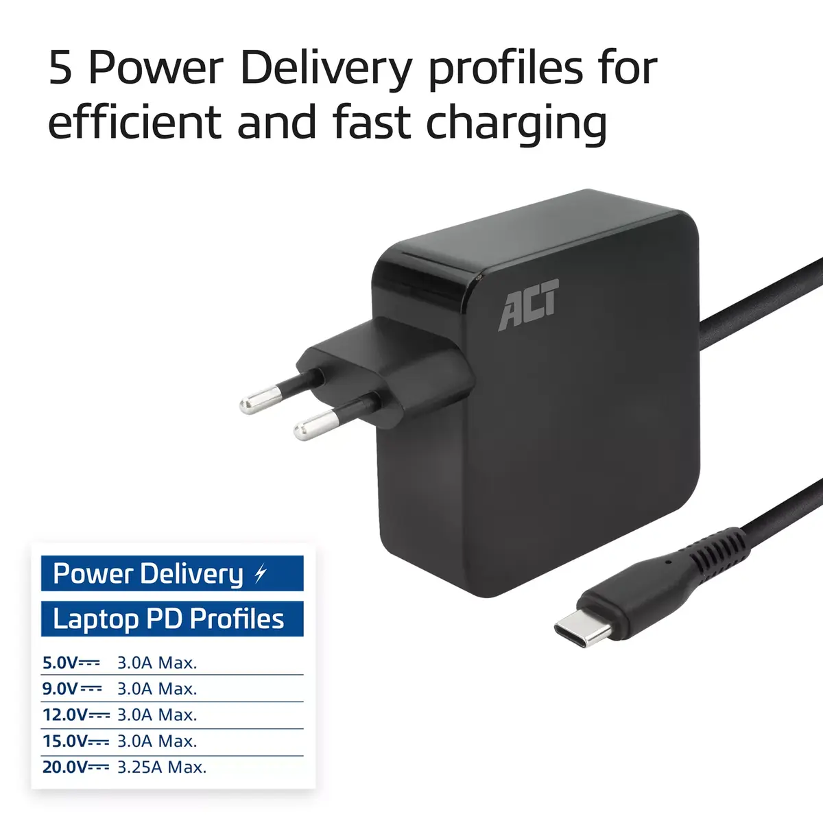 ACT USB-C Laptop Wall Charger 65W Photo 6