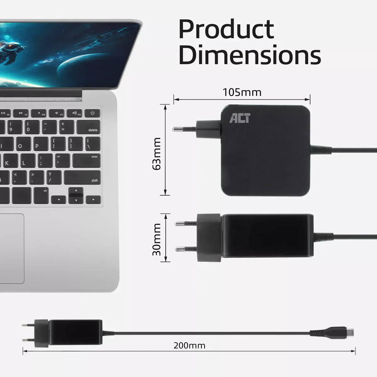 ACT USB-C Laptop Wall Charger 65W Photo 10