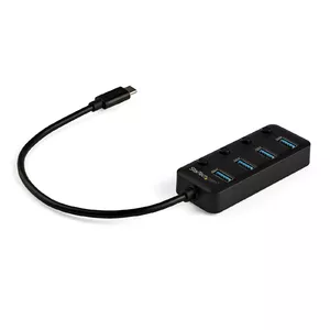 USB C концентратор StarTech 4 порта (USB 3.2 Gen 1 Type-C → 4× USB 3.0 Type-A), 5 Гбит/с, питание от USB, отдельные выключатели портов