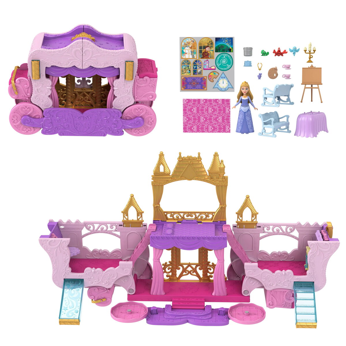 MATTEL Disney Princess Pārvēršama Kariete-Pils Spēļu