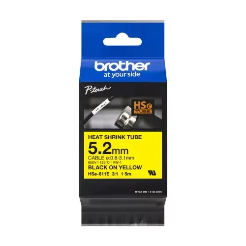 Termorullīšu marķēšanas lente Brother HSE-611E Melns