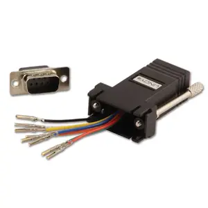 Переходник Lindy RJ-45 гнездо на 9-контактный D штекер, черный
