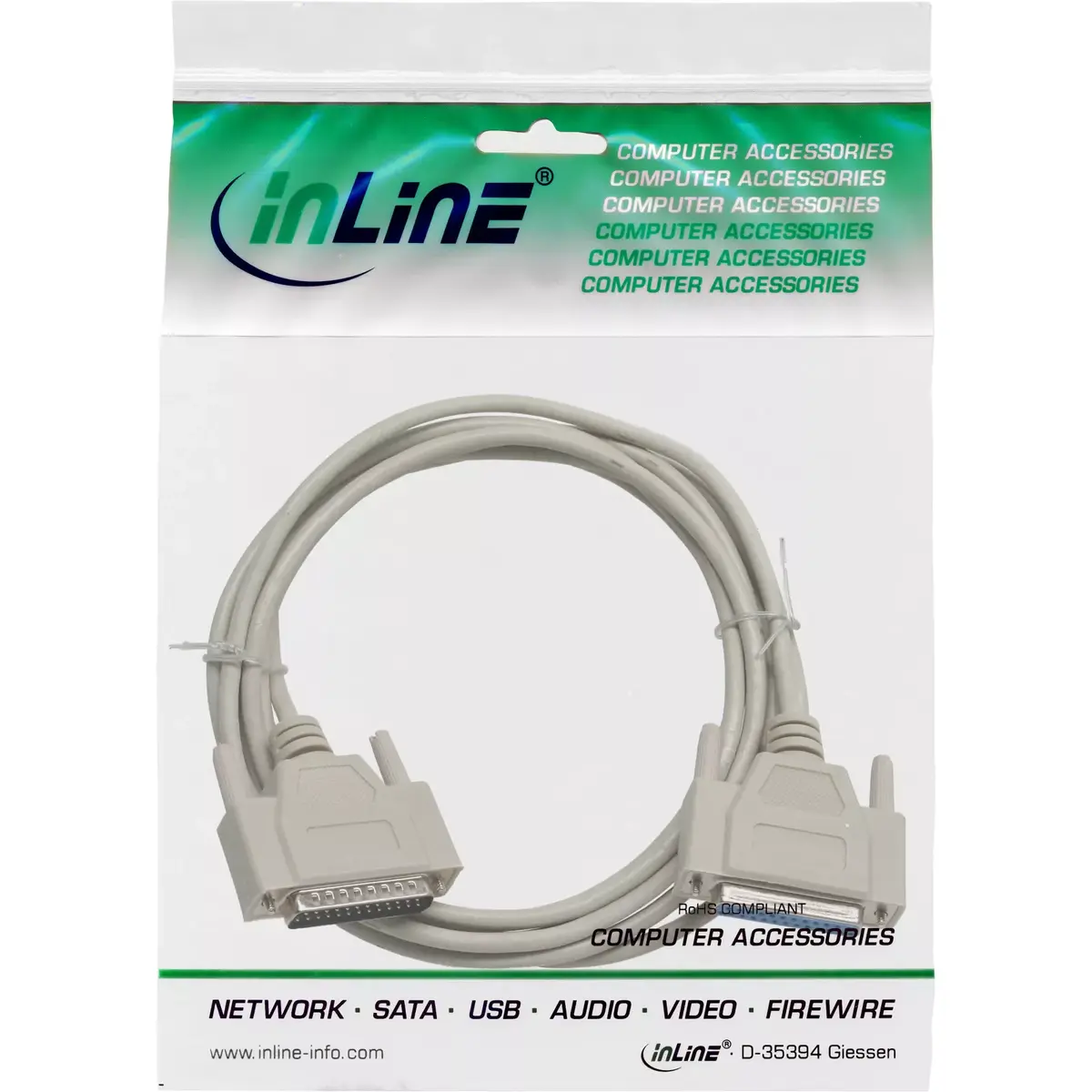 InLine serial cable DB25 male / female 20m Photo 2