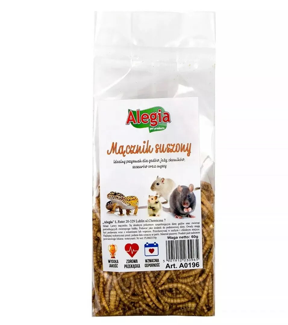 Žāvētas miltu tārpiņu uzkodas Alegia 60