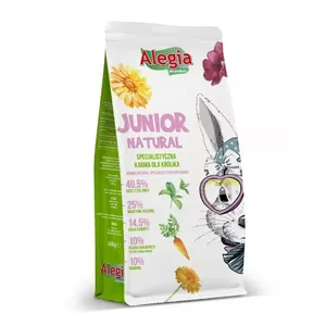 Pellet rabbit food Alegia Junior Natural 650 g — complete feed for young rabbits, grain-free, gluten-free, soy-free
