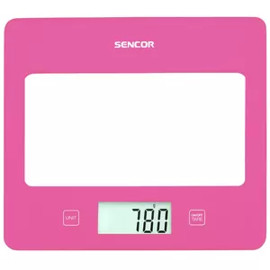Kitchen scales SENCOR SKS5038RS, up to 5 kg, 1 g accuracy, glass surface, large LCD display, pink