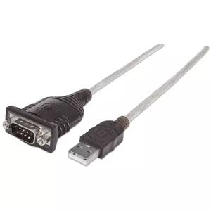 Manhattan 151801 seriālais kabelis Sudrabs 0,45 m USB A Serial/COM/RS232/DB9