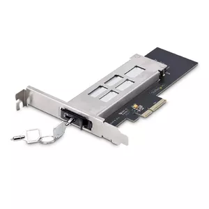 Mobilais atmiņas nodalījums/atpakaļplāksne M.2 NVMe SSD StarTech M2-REMOVABLE-PCIE-N1 — PCIe x4, PCIe 4.0/3.0, bez instrumentiem, hot-swap, atslēga