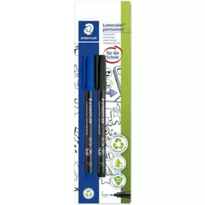 Staedtler Lumocolor 318 Permanent Fine Point Markers, Black, 2 Pack