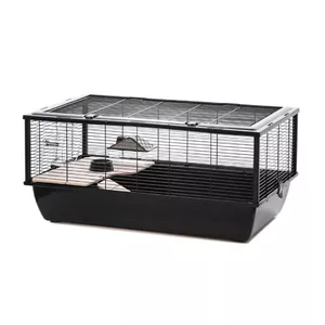 Клетка INTER ZOO Pinky 3 Zinc Black для хомяка G306ACTB — металлический многоуровневый домик, 420×290×550 мм, лесенка, цинковое покрытие