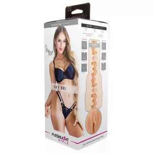 Masturbators Fleshlight Sky Bri Celestial — reālistiska Superskin iekšējā garoza, kopējais garums 25 cm, noņemams ieliktņš