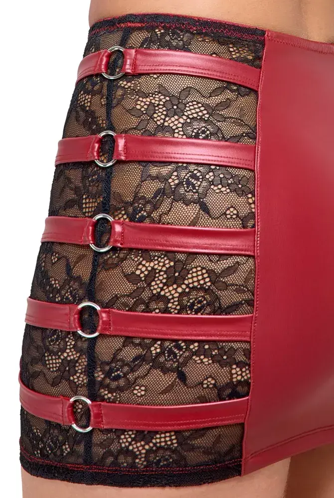 Lingerie set cottelli collection S — Red wet-look top & skirt Photo 5