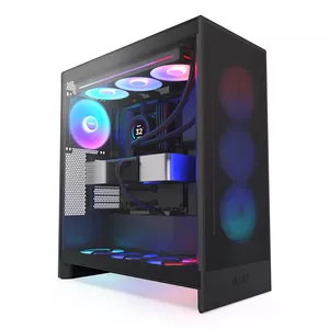 PC Case NZXT H7 Flow RGB Midi Tower Black — tempered glass, ATX, supports GPU 41 cm, CPU cooler 18.5 cm, USB-A x2, USB-C x1