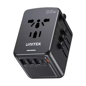 Barošanas adapteris UNITEK P1121ABK01 Universāls Melns Tips C G I 3A 2.4A