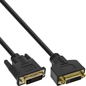 DVI-D kabelis Premium 24+1 male to female Dual Link zeltīts 3m InLine 17763P