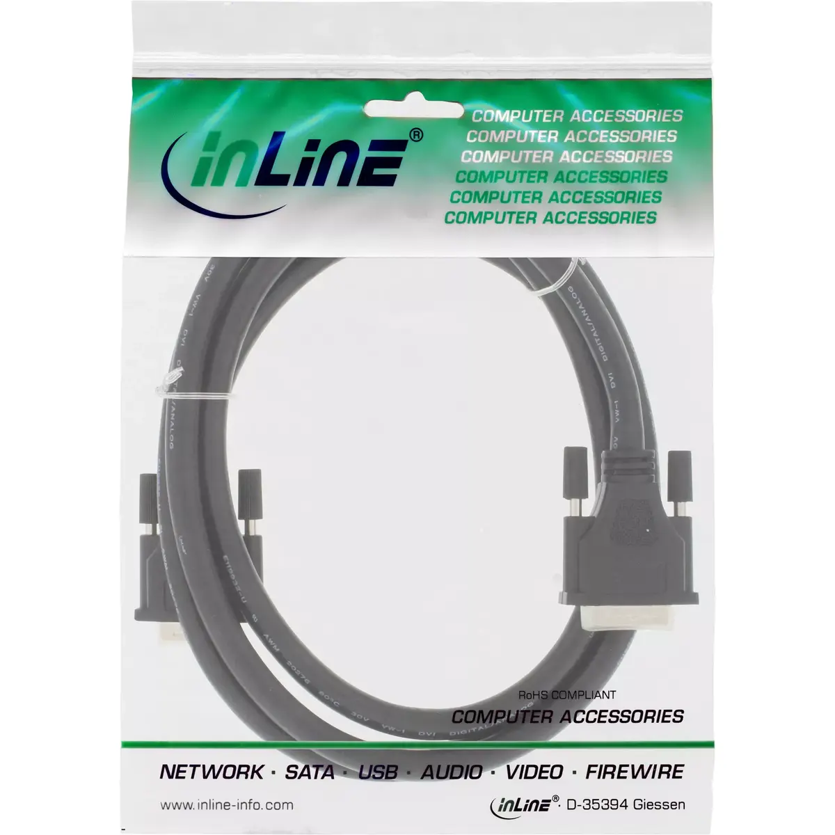InLine DVI-I kabelis 24+5 male/male Dual Link Photo 2