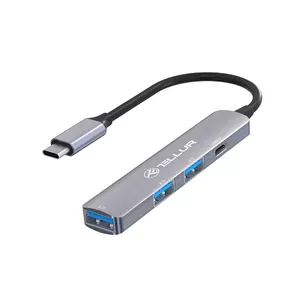 USB-C hub Tellur TLL321051 — aluminum, 4 ports, grey