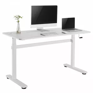 Sit-stand manual desk MACLEAN ER0401W — height-adjustable white tabletop