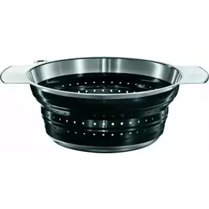 Colander Rosle 16124, stainless steel body with black silicone rim, round, Ø255×H41 mm