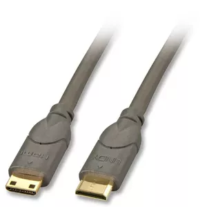 HDMI Type C (Mini) kabelis Lindy 0.5 m — Mini HDMI uz Mini HDMI, 10.2 Gbit/s, zeltītas kontaktu virsmas, melns