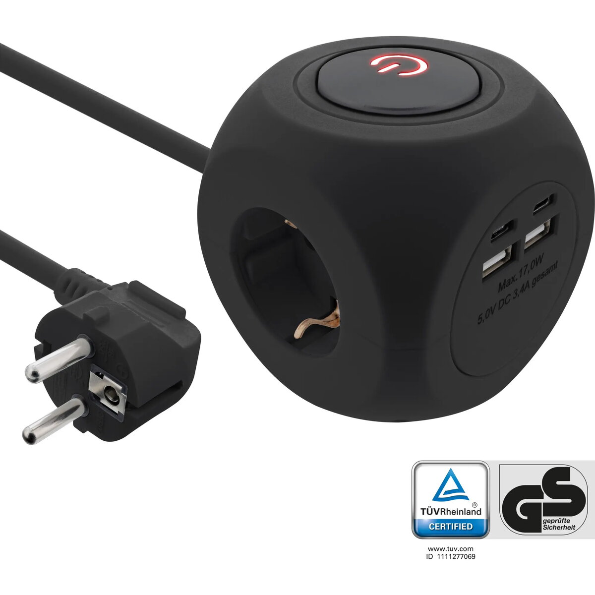 InLine Charging Cube 16499B Strāvas pagarinātājs