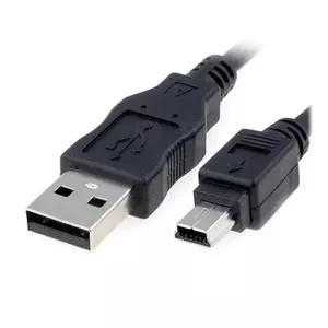 Кабель USB 2.0 HQ PS-M-MINIUSB-05 — 0,5 м, черный, штекер A на mini-USB B, питание и передача данных
