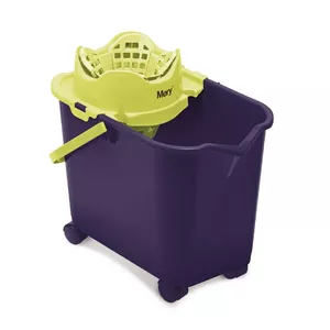 Mery Rectangular bucket on wheels with automatic squeezer - 20 ltr, Purple