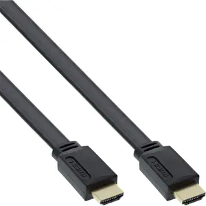 InLine 17011F Plakanais HDMI kabelis High Speed ar Ethernet zeltīti kontakti melns 1m Versija 1.4