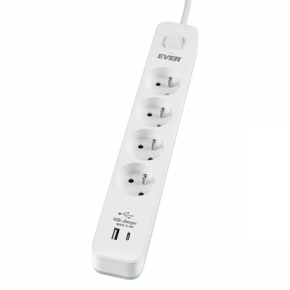 EVER Сетевой фильтр PROTECT 4pl 1C USB 1000J Photo 2