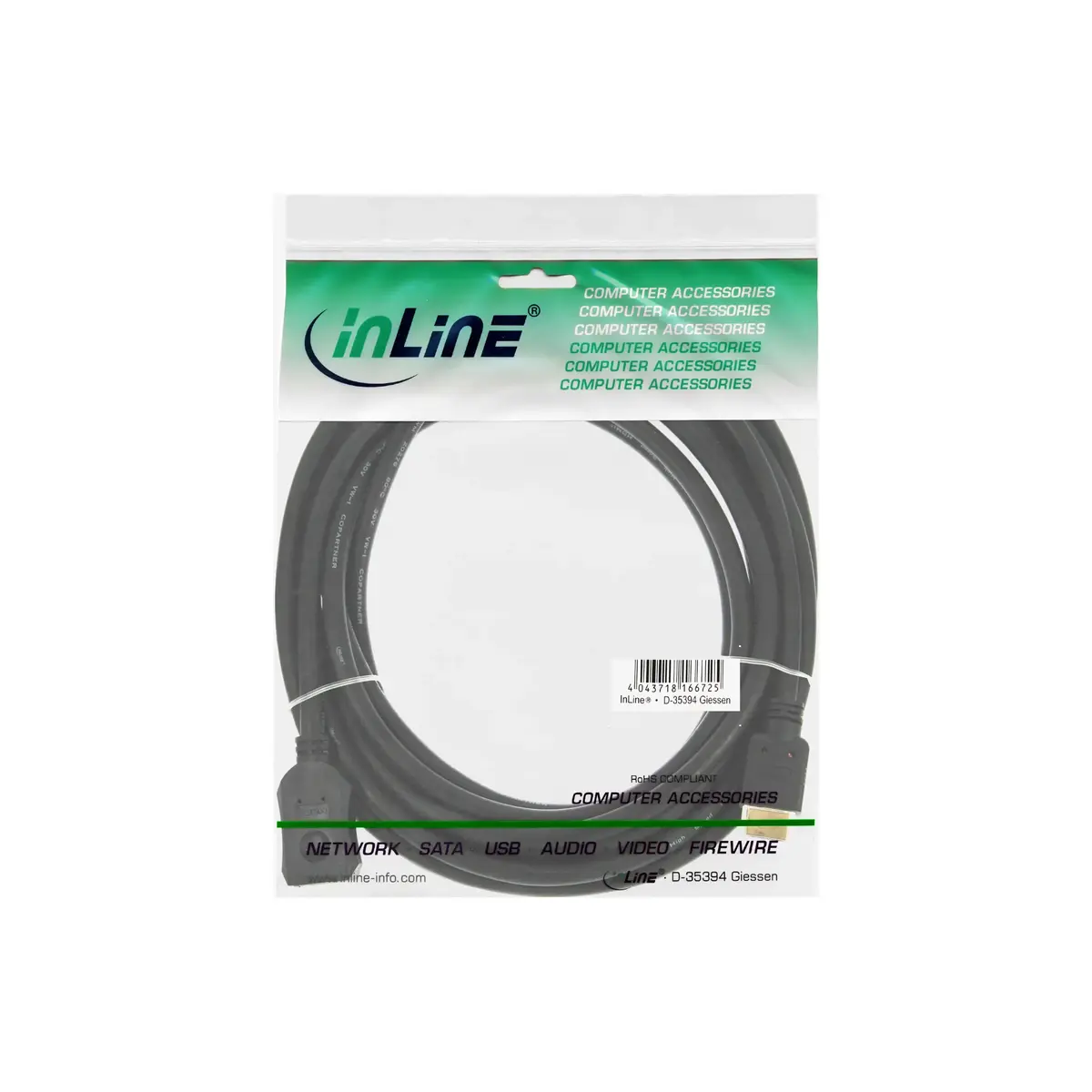 InLine High Speed HDMI Cable M/F 1m Photo 2