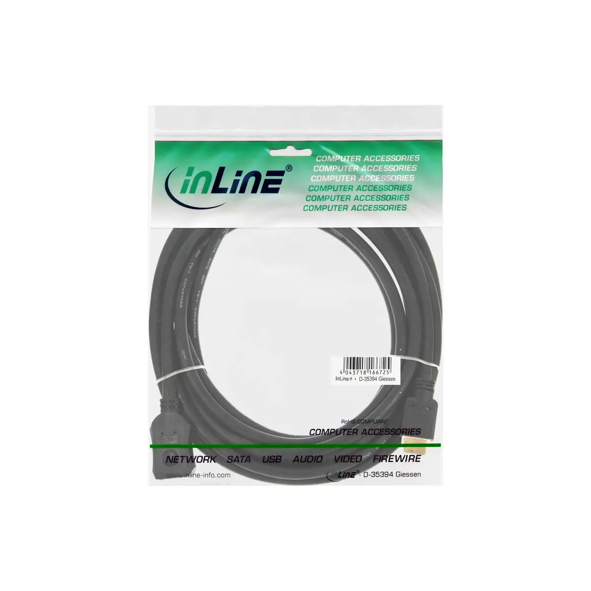 InLine HDMI Kabelis High Speed 5m M/F Photo 2