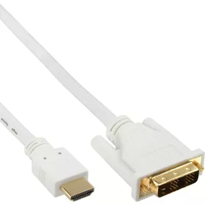 InLine HDMI uz DVI kabelis vīriešu 18+1 vīriešu balts zelts 3m