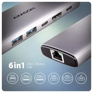 Laptop Dock Axagon HMC-6G2L USB 3.2 Gen 2 Type-C Aluminium 4K