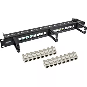 InLine Patch panel Cat.6A 16-way 19" 1U Black