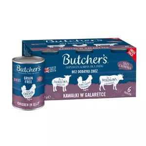 Влажный корм для собак butcher's Original Mega pack — кусочки в желе, 6 x 400 г, влажность 82%, белок 7,5%, жир 5%